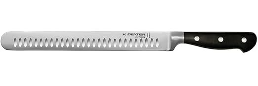 Dexter-Russell 38469, iCut-FORGE® 10" Duo-Edge Slicer, Forged Stainless Steel Blade, Precision Chef’s Slicer for Roasts and Hams, Comfortable Black POM Handle, Commercial-Grade, NSF Certified
