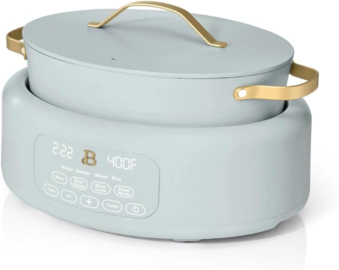 10-in-1 Electric Multi-Cooker, 6 Quart Programmable Cooking Pot with Digital Display, Nonstick Interior, One-Touch Controls, Multi-Function Kitchen Appliance (Hydrangea)