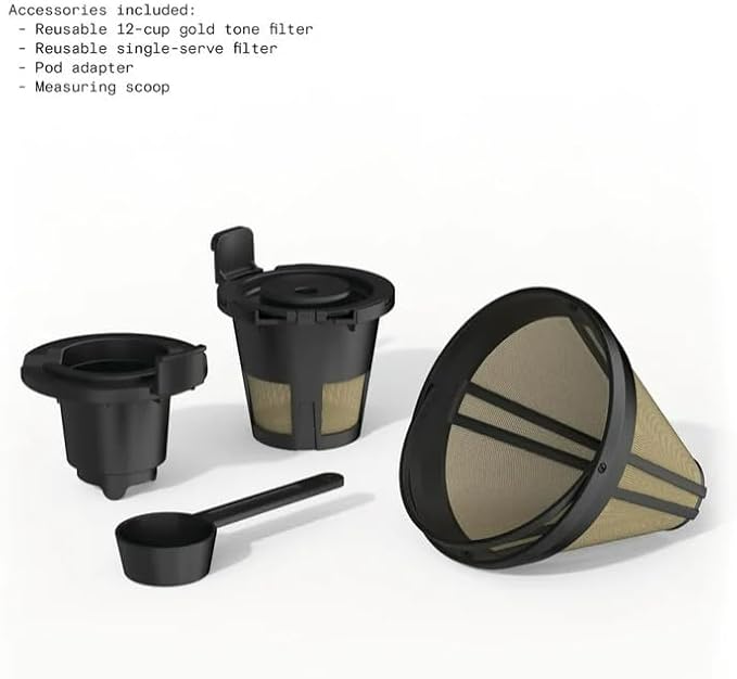Beauti Multi Brew 12 Cup Programmable Drip & Single Serve Coffee Maker, Versatile Brewing (6oz, 8oz, 10oz, 12oz, 14oz), Pods or Ground, Over Ice option, Keep Warm mode (Porcini)