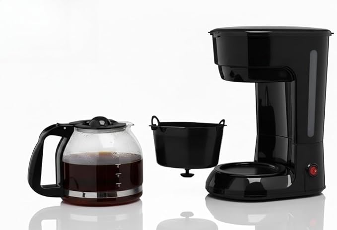 12-Cup Coffee Maker with Easy On/Off Switch, Easy Pour, Non-Drip Carafe with Removable Filter Basket,Keep Hot Plate,Clear Water Level Window Coffee Machine, Black (Black)