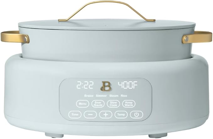 10-in-1 Electric Multi-Cooker, 6 Quart Programmable Cooking Pot with Digital Display, Nonstick Interior, One-Touch Controls, Multi-Function Kitchen Appliance (Hydrangea)