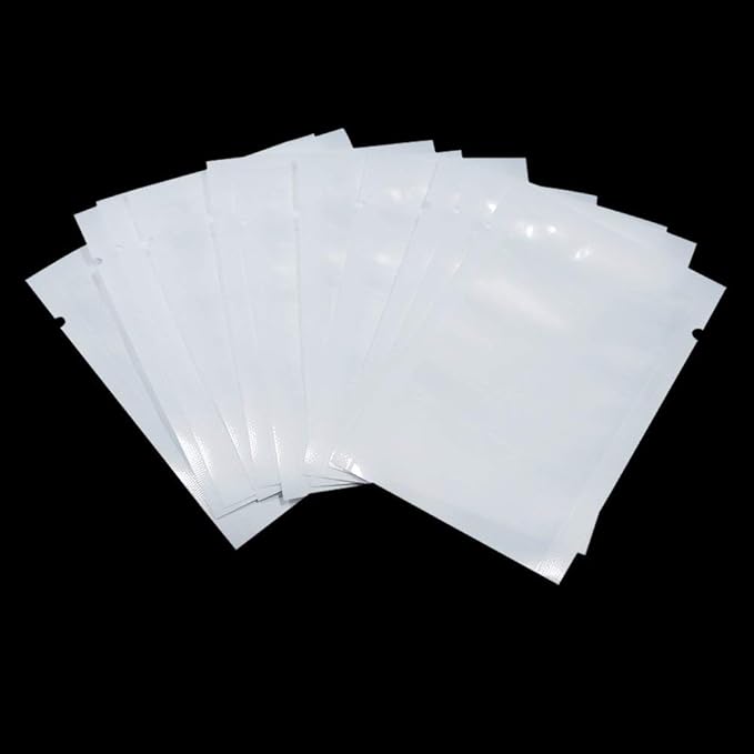 PABCK 1000 Pack 3.5x5.1 inch (Usable Size 3.1x4.7 inch) White Front Clear Open Top 2.8mil Plastic Vacuum Pouch Heat Sealable Bags for Food Storage Packets Mini Sample with Tear Notches