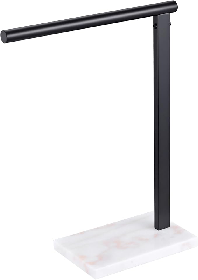KOKOSIRI Hand Towel Rack Stand Towel Holder with Steady Marble Base for Bathroom Vanity Countertop, Matte Black Stainless Steel 15.7'' Height THS0006-BK