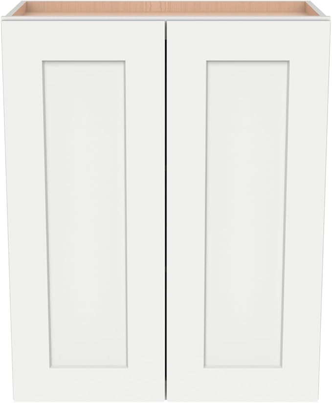 Wall-Mounted Cabinet – Solid Wood Shaker Style Medicine Cabinet with Adjustable Shelves & Soft-Close Doors for Bathroom, Kitchen, and Office Storage (White, 36" W x 12" D x 36" H)