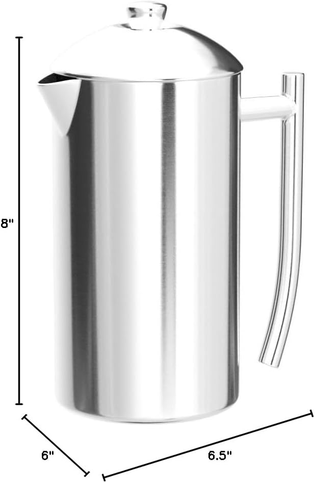 Frieling French Press Coffee Maker - 23 Ounce, Brushed Stainless Steel - Coffee Press & Cold Brew Pitcher - Stovetop Espresso Maker for Camping & Travel