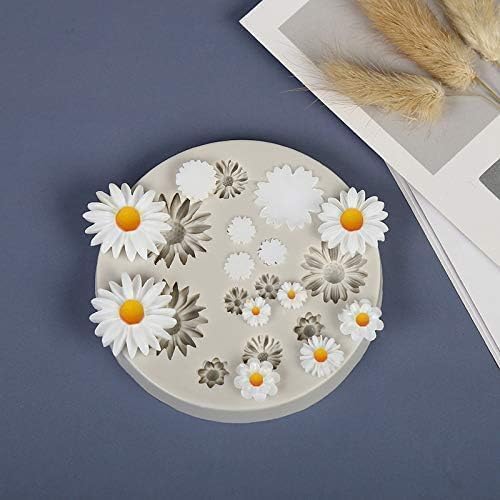 Gray Cute Flower Silicone Daisy Molds Fondant Candy Chocolate Cupcake Topper Fudge Polymer Clay Candy Making Supplies Pastry Baking Molds