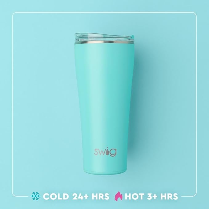 Swig Life 32oz Insulated Tumbler, Travel Coffee Tumbler with Lid, Cup Holder Friendly Travel Coffee Mug, Stainless Steel, 32 oz, Reusable Insulated Mug with Lid (Pagoda Paradise)