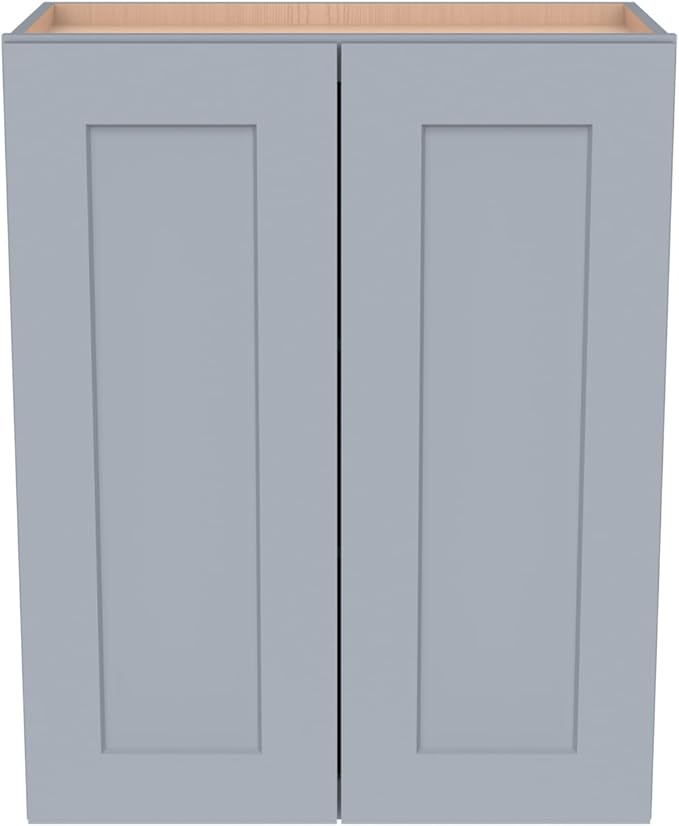 Wall-Mounted Cabinet – Solid Wood Shaker Style Medicine Cabinet with Adjustable Shelves & Soft-Close Doors for Bathroom, Kitchen, and Office Storage (Grey, 36" W x 12" D x 42" H)