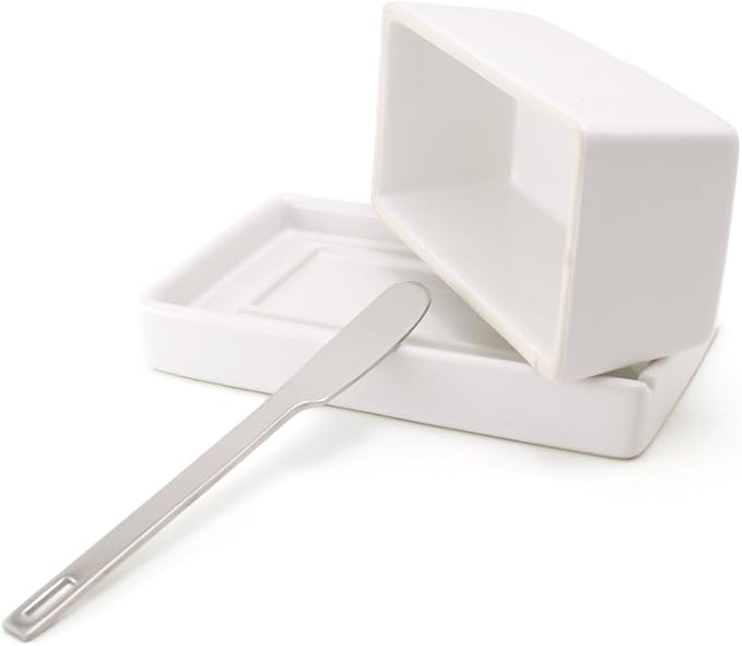 ZERO JAPAN Compact Butter Dish for Countertop, Fits West Coast Butter Sticks (Stubby Size), Ceramic Butter Keeper with Lid, Space-Saving Design, Made in Japan, Pink