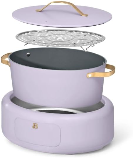 10-in-1 Electric Multi-Cooker, 6 Quart Programmable Cooking Pot with Digital Display, Nonstick Interior, One-Touch Controls, Multi-Function Kitchen Appliance (Lavender)