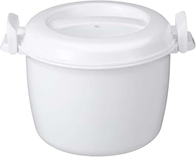 Microwave Rice Cooker, Microwave Pasta Cooker, 1.9 QT Micr Rice Steamer with Locking Lid, Portable Micr Chicken Cookers for Soup, Vegetable, Mashed Potatoes, Fish, Quick Healthy Meals 8.3 x 6.9 x 5.5 inch