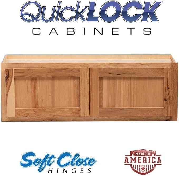 Quicklock RTA (Ready-to-Assemble) 42" Tall Wall Kitchen Cabinets - Shaker Style | 100% Hardwood | Made in America | Soft Close Hardware (Rustic Hickory, 12" D x 30" W x 24" H)