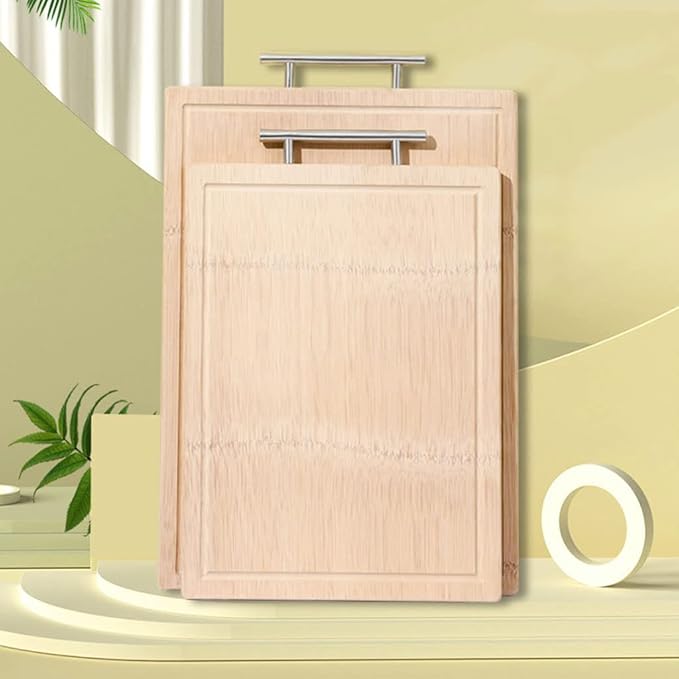 Board Bamboo Board with Handle and Juice Groove Cutting Board for Kitchen Cutting Board for Meat Cheese and Vegetables Cutting Board for Carving Meat or Vegetables(
