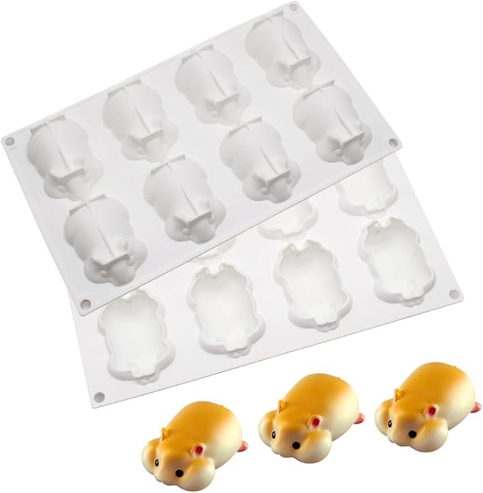 Silicone Mold for Baking Cakes,Soap Molds,Flower Shape Silicone Molds for Homemade French Dessert Mold for Pastry Chocolate,Jelly Chocolate Mold ＆ Ice Cube Tray (I_ Hamster)