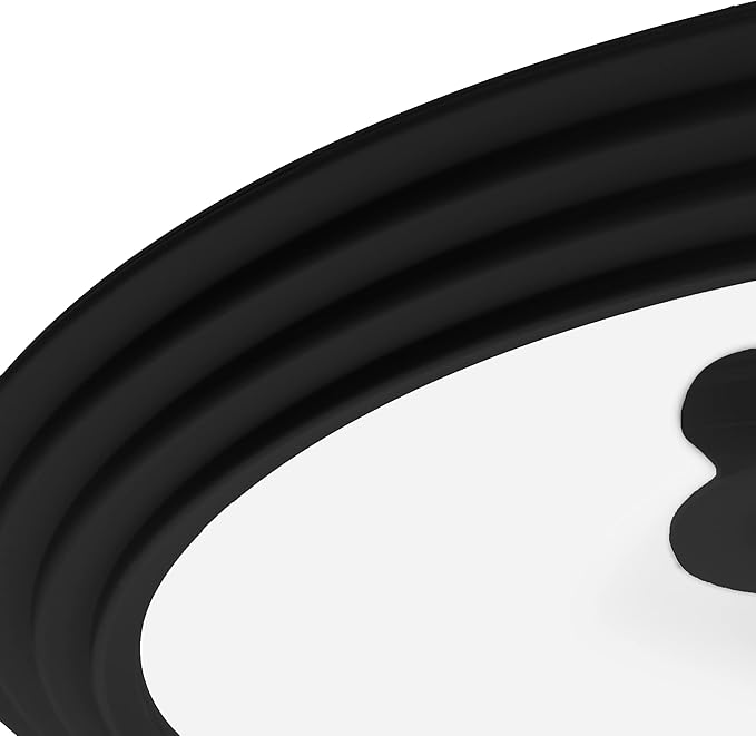 LSR Loreso Universal Pan Lid for Pots Pans and Skillets 7.5-11.5 Inch - Tempered Glass Pot Lid Set with Auto-Sizing Silicone Rim, 2 Pack Black