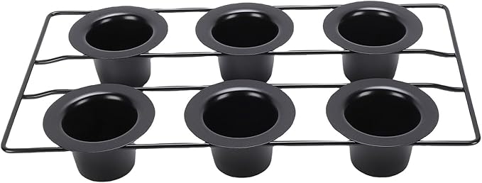 GOTOTOP 6 Cup Popover Pan, Non Stick Carbon Steel Bakeware, Perfect for Muffins and Popovers, 22.5x40.5cm Size for Home Bakers