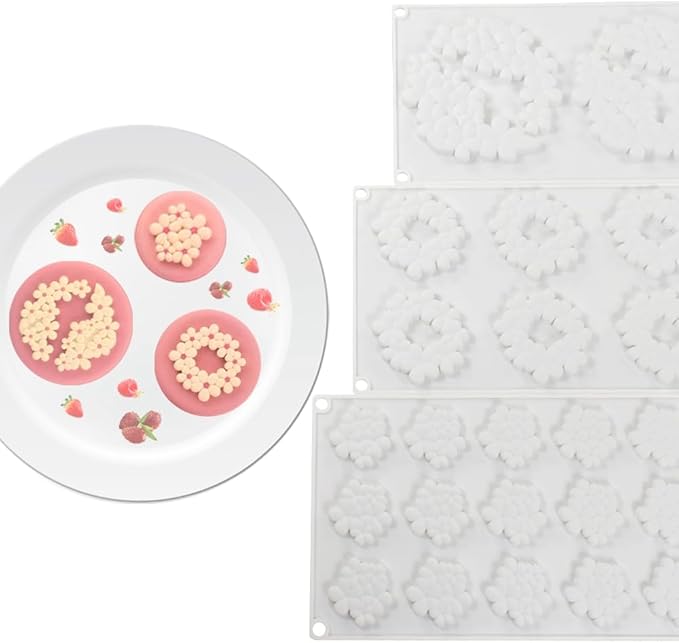 6-Cavity Flower Shape 3D Silicone Mold for Baking Cakes Mousse Dessert Pastry Mold Cake Decoration Cheesecake Ice Cream Mould (Cloud Flower M_11.84 X7 X0.32 inch)