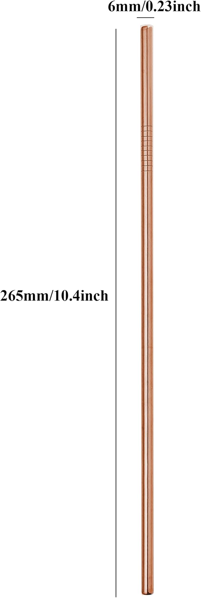 100Pcs Reusable Metal Straight Straw in Bulk Order. 265mm Long Rose Gold Drinking Straws Bronze Color Stainless Steel Straws for 20 and 30 oz Tumbler Yeti (10.5" Long, Rose Gold-100pcs Straight)