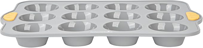 Restaurantware Silicone Baking Molds Pack of 10 Non-Stick Muffin Molds with Handles 12 Compartments, Oven-Friendly Dishwashable Freezer-Friendly Heat-Resistant Gray Silicone Cupcake Muffin Pans