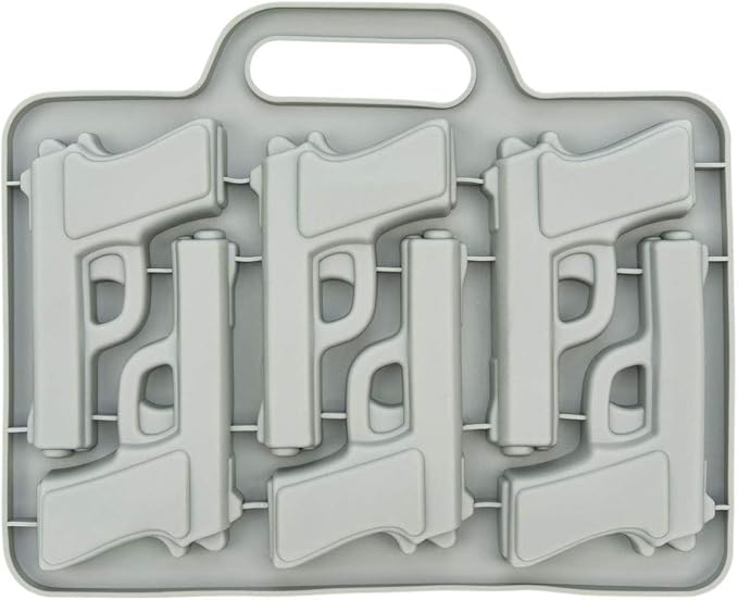 Handgun Ice Cube Tray, 2 Pack - Fairly Odd Novelties - Fun Gun Military Novelty Mold White Elephant Gift