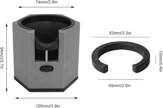 Coffee Portafilter Holder Stand with Adjustable Height Knob and Removable Bracket Cover, Aluminum Alloy Non Slip Base for Restaurants Homes Cafes (Black)