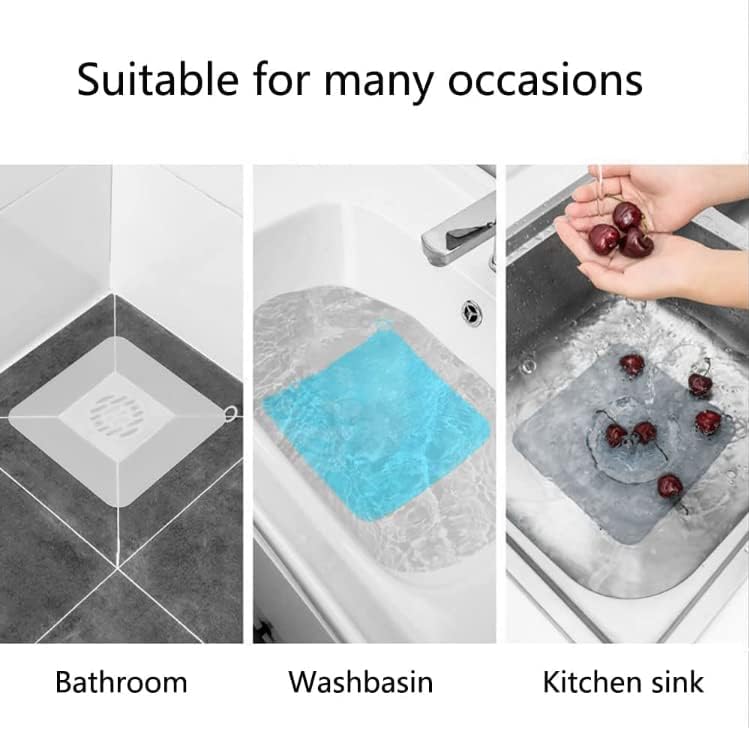 2 Pieces 6 x 6 Inch Silicone Tub Stopper Floor Drain Cover Sewer Anti-Odor Mat Deodorizing Drain Plugs for Kitchen,Bathroom and Laundry (Grey)