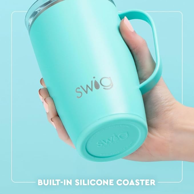 Swig Life 18oz Travel Mug, Insulated Tumbler with Handle and Lid, Travel Coffee Mug, Cup Holder Friendly, Stainless Steel 18 oz Tumbler, Reusable Insulated with Lid (Strawberry Shortcake)