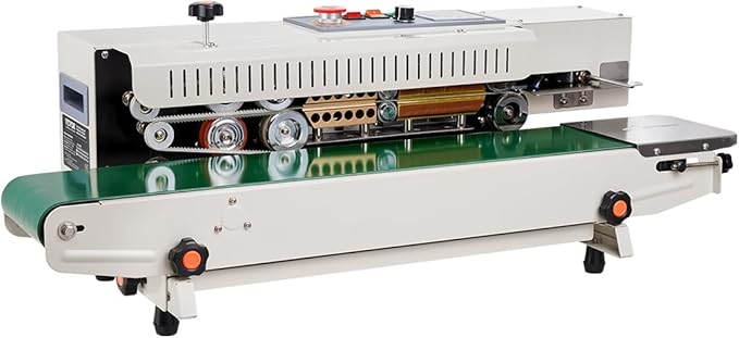 VEVOR Continuous Bag Band Sealing Machine, 0.24-0.47 in/6-12 mm Seal Width, Horizontal Band Sealer Machine with Digital Temperature Control, Bag Sealer for 0.02-0.8 mm Plastic Bags, Inflation Function