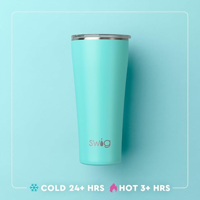 Swig Life 32oz Insulated Tumbler, Travel Coffee Tumbler with Lid, Cup Holder Friendly Travel Coffee Mug, Stainless Steel with Lid (Home Run)