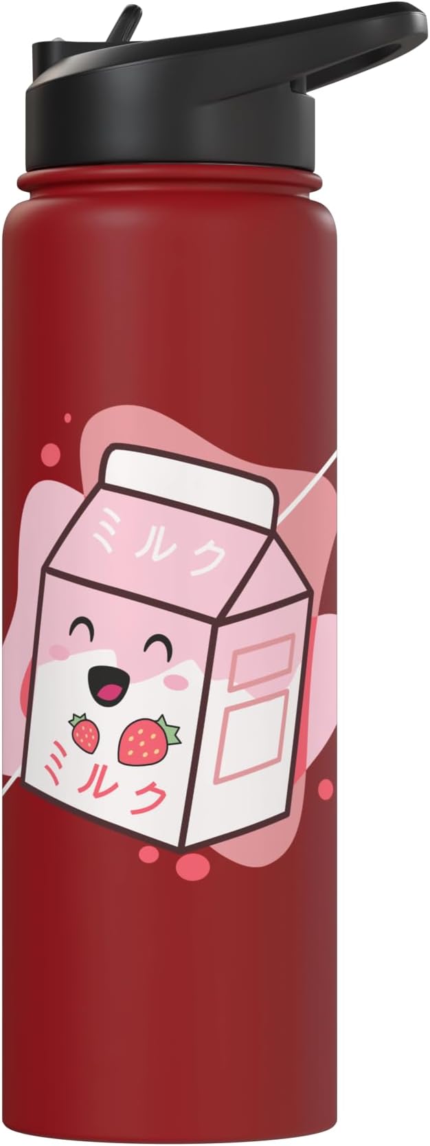 Kawaii Milk Cow Retro Japanese Strawberry Strawberry Milk Stainless Steel Insulated Water Bottle