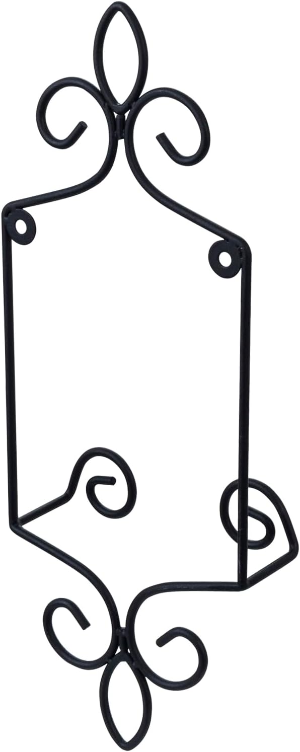 MyGift Wall Plate Hanger Holds Single 5.5 to 8 Inch Plates, Vertical Plate Holders, Decorative Metal Wire Platter Rack, Scrollwork Hanging Display Easel for Wall