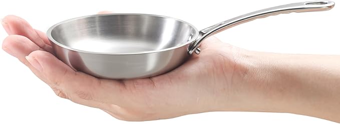 Macevia 0.12QT Mini Sauce Pan, 18/10 Stainless Steel Butter Warmer, Small Pot with Handle, Ideal for Kitchen, Restaurant, Camping & RV Use (4 Inch) - Silver