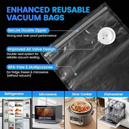 Preserve Compact Vacuum Sealer for Food (Vacuum Sealer Machine + 30 Reusable Vacuum Bags) Powerful Handheld Vacuum Sealer Machine, Seal Meal Saver, Portable Food Sealer
