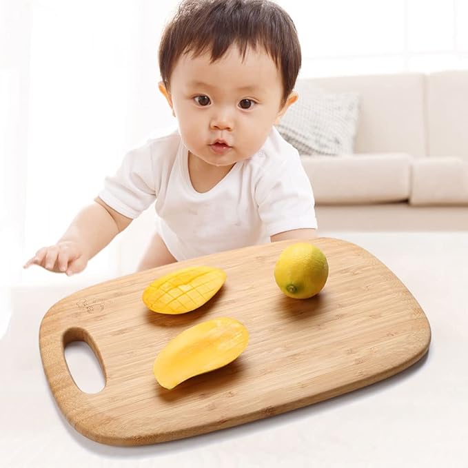 Board Bamboo Cutting Board with Handle Wooden Cutting Board for Kitchen Board Set for Vegetables Meat Cheese Cutting Board for Carving Meat or Vegetables (Carbonized Color L