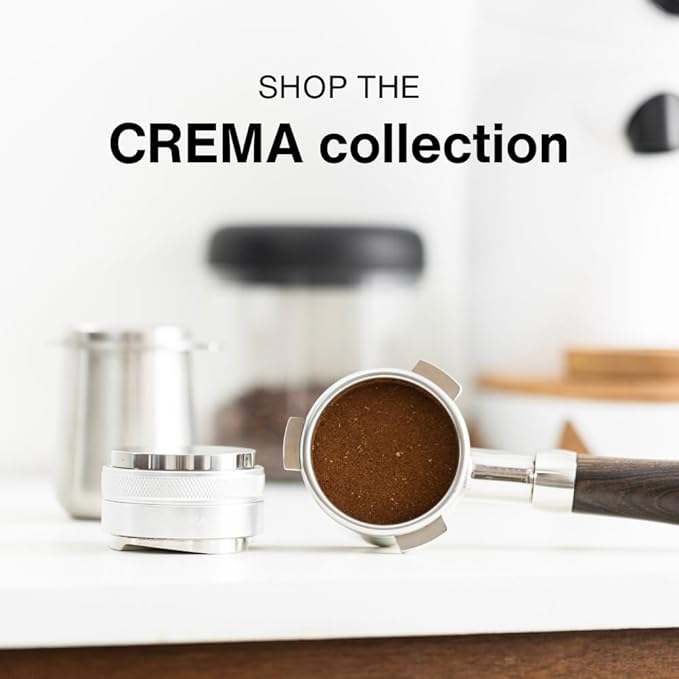 CREMA Coffee Products 58mm Bottomless Naked Portafilter | Compatible with 58mm Breville Machines | Includes Double Shot Filter Basket | Walnut