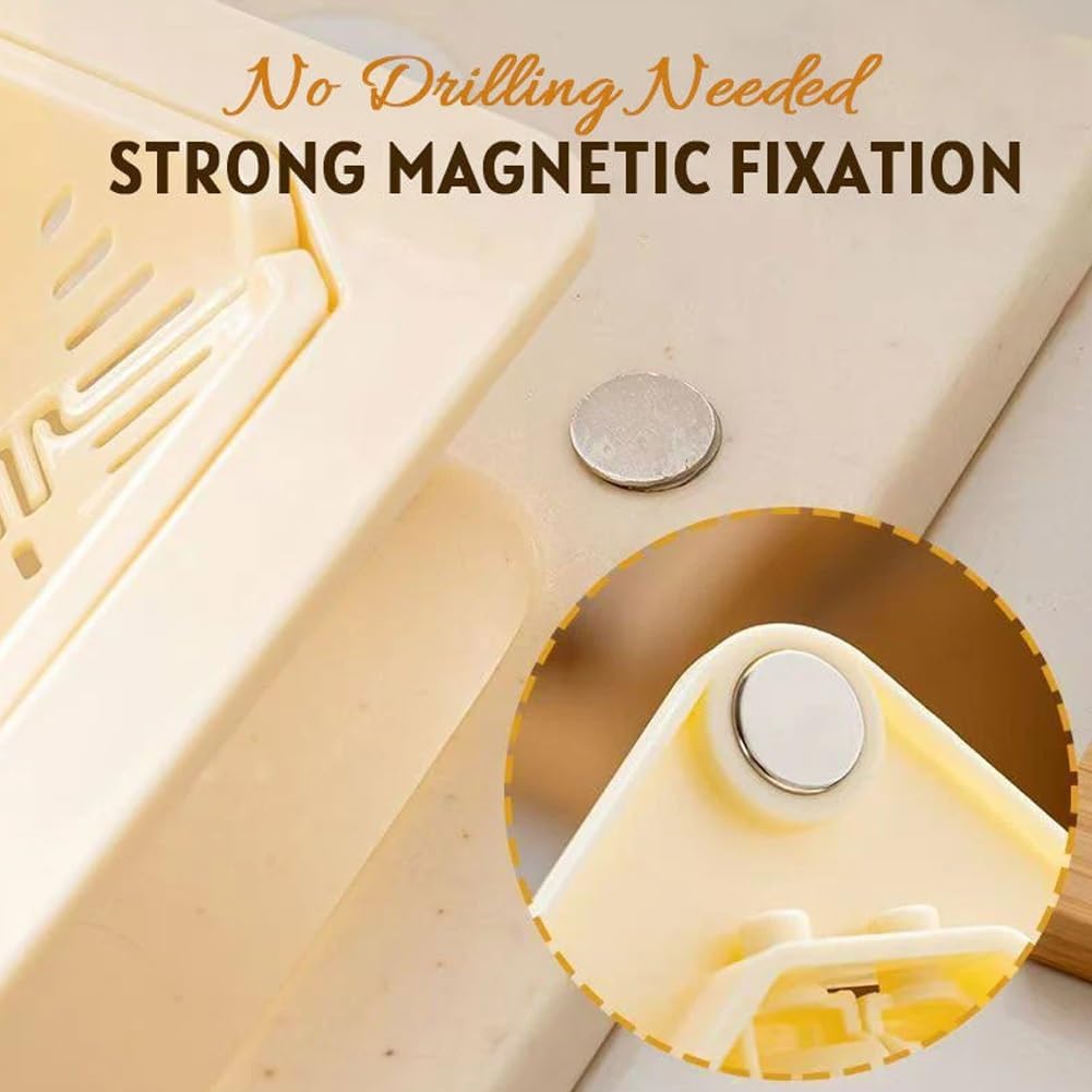 Magnetic Drainage & Filter Basket, Punch-Free Triangular Sink Strainer with Twist-Open Bottom, Strong Magnetic Fixation, Corner Kitchen Organizer for Washing Fruits & Vegetables(Color c)