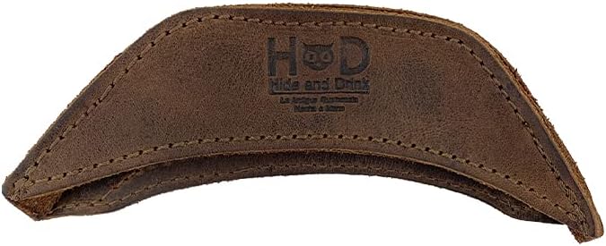 Rustic Leather Hot Handle Holder (Cast Iron Side Kick Potholder) Double Layered, Double Stitched and Handmade by Hide & Drink (Bourbon Brown)