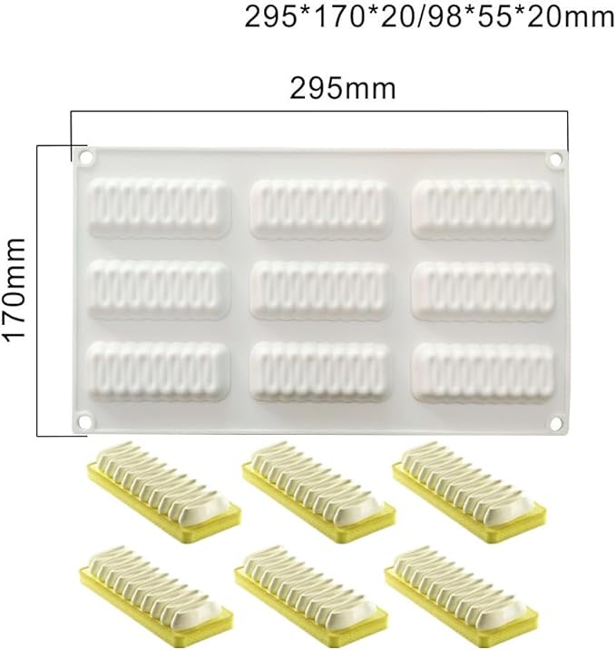 Silicone Mold for Baking Cakes,Soap Molds,Flower Shape Silicone Molds for Homemade French Dessert Mold for Pastry Chocolate,Jelly Chocolate Mold ＆ Ice Cube Tray (B_ Long Wave Shape)