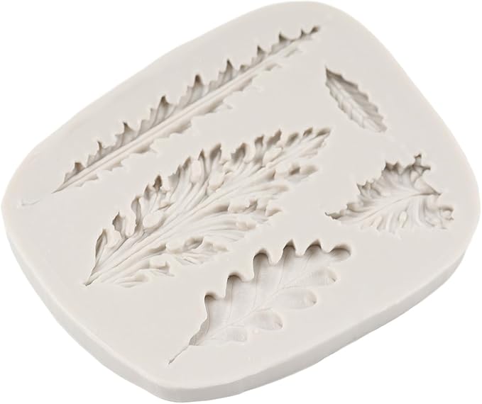 Tropical Leaf Silicone Mold Fern Leaves Fondant Molds For Cake Decoration Cupcake Topper Chocolate Candy Resin Polymer Clay Set of 4