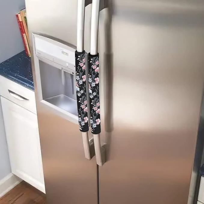 3 Pair of Floral Fridge Door Handle Covers Oven Refrigerator Door Handle Cover, Keep Fingertips Dust Food Stains Decor Protector Microwave Oven with Handle