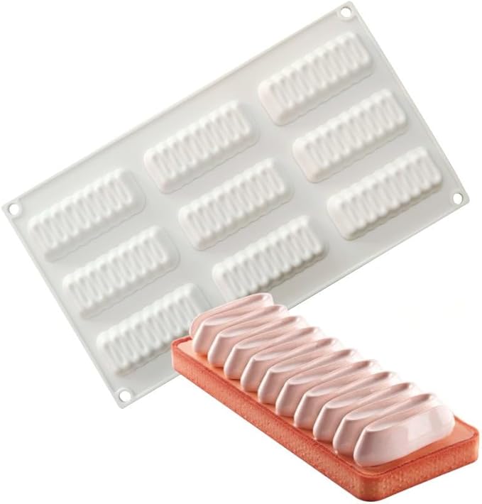 Silicone Mold for Baking Cakes,Soap Molds,Flower Shape Silicone Molds for Homemade French Dessert Mold for Pastry Chocolate,Jelly Chocolate Mold ＆ Ice Cube Tray (B_ Long Wave Shape)