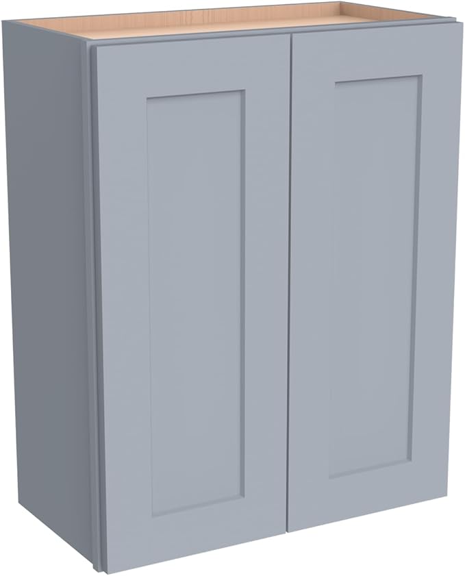 Wall-Mounted Cabinet – Solid Wood Shaker Style Medicine Cabinet with Adjustable Shelves & Soft-Close Doors for Bathroom, Kitchen, and Office Storage (Grey, 30" W x 12" D x 30" H)