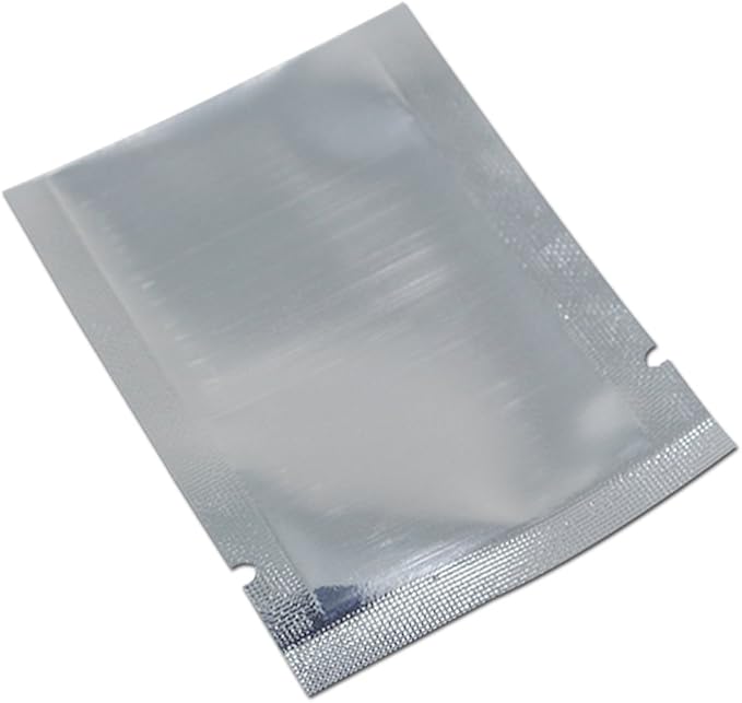 Silver Aluminum Foil Pouch Heat Seal Front Window Plastic Mini Open Top Flat Vacuum Packaging Mylar Bag Food Small Sample Mylar Storage with Tear Notch (1000, 9x13cm(3.5x5.1 inch))