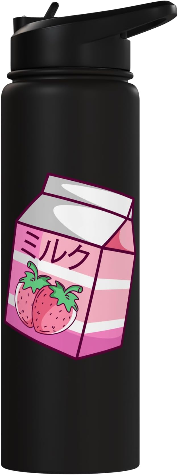 Kawaii Japanese Pink Retro 90s Strawberry Milk Carton Stainless Steel Insulated Water Bottle