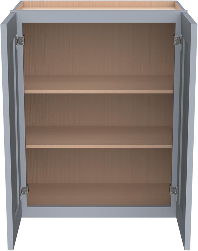Wall-Mounted Cabinet – Solid Wood Shaker Style Medicine Cabinet with Adjustable Shelves & Soft-Close Doors for Bathroom, Kitchen, and Office Storage (Grey, 36" W x 12" D x 36" H)