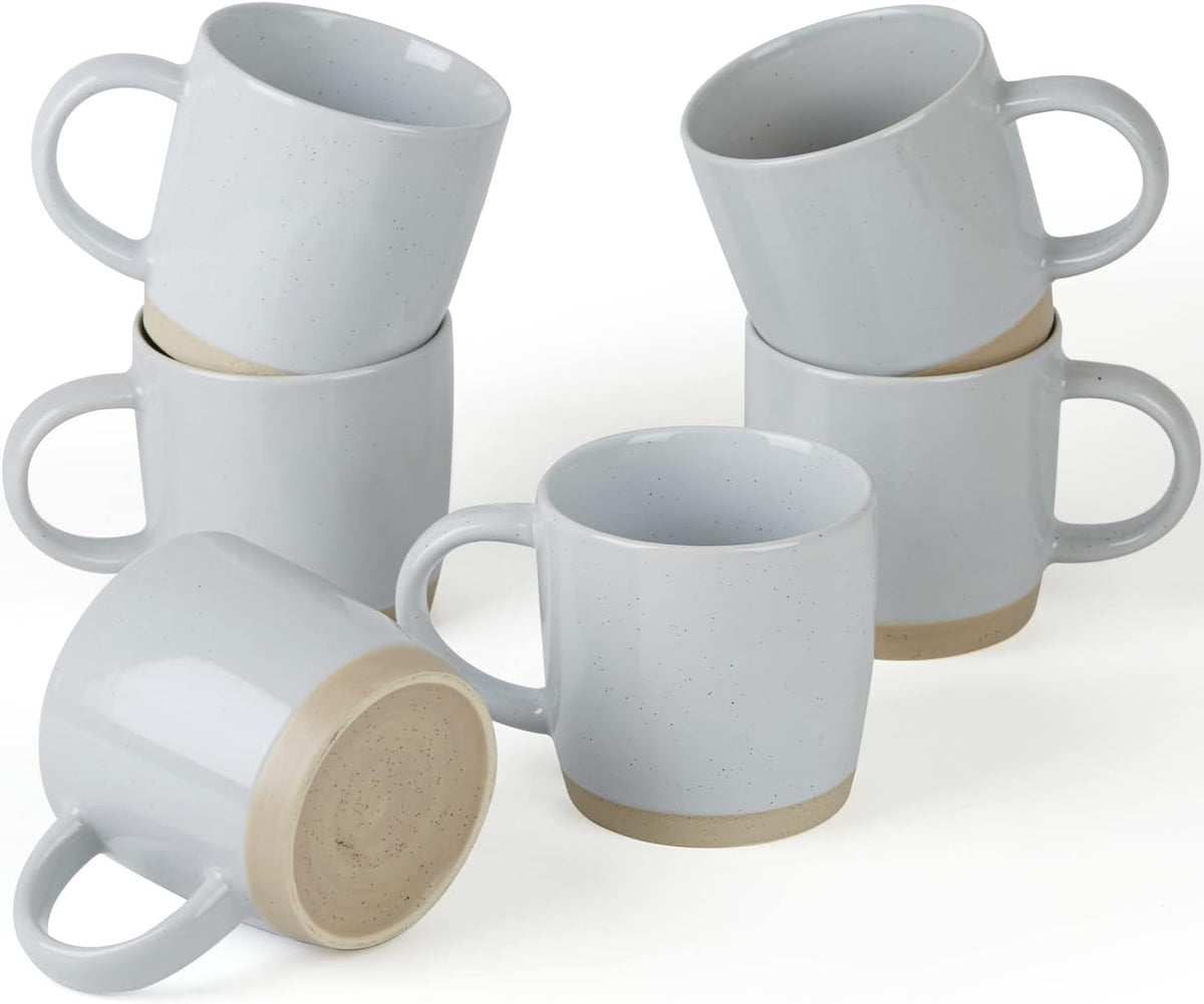 famiware Coffee Mugs for 6, 12 oz Mug Set, Dringking Cup with Handle for Coffee, Tea, Cocoa, Milk, Milkyway serise, Ligth Gray