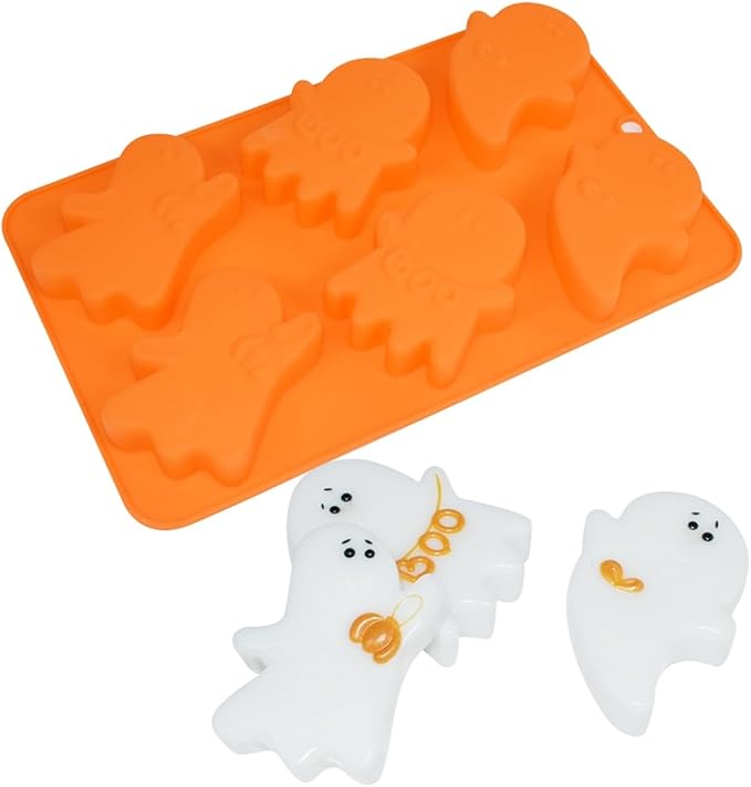 Halloween Ghost Silicone Molds, Non-Stick Chocolate Mold, Baking Moulds for Making Chocolate, Cake, Jelly, Dessert, Biscuit, Dome Mousse (A_ Ghost)