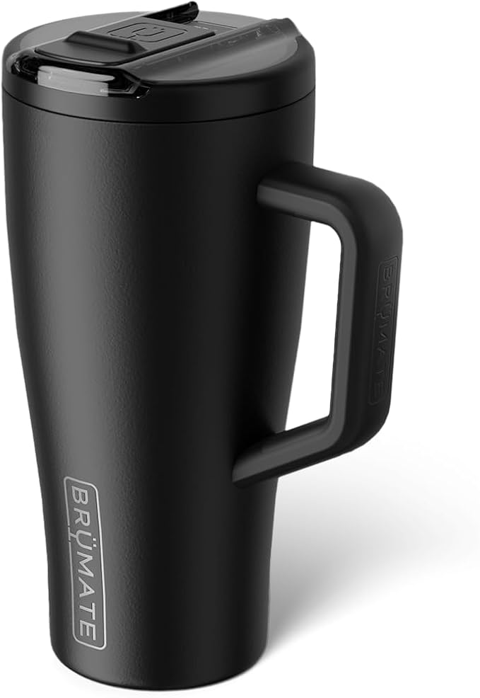 BrüMate Era Flip 30oz Tumbler with 100% Leakproof Covered Straw Lid | Hygienic Covered Straw | Insulated Stainless Steel Water Bottle with Handle | Cup Holder Friendly | BPA-Free (Matte Black)