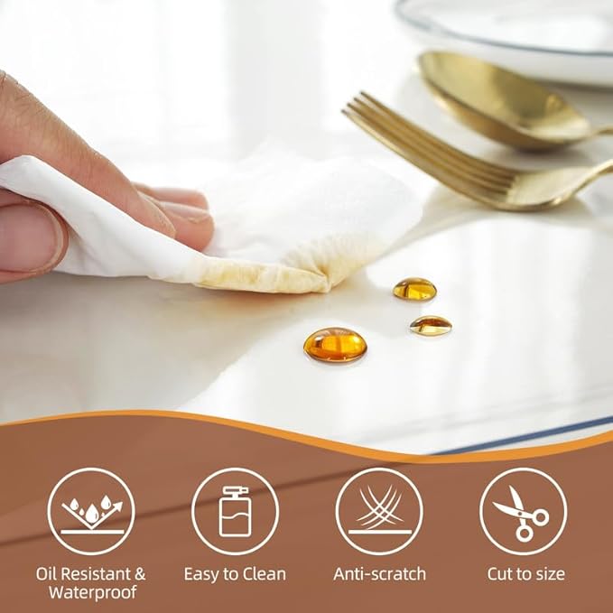 Warmstar Clear Table Cover Protector 22 x 44 Inch,1.5mm Thick Plastic Table Cover Rectangle,PVC Clear Table Protector,Desk Protector Mat for Kitchen, Dresser, Writing Desk，Dining Room Table