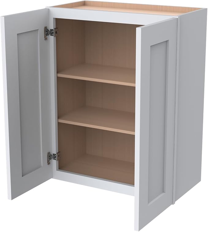 Wall-Mounted Cabinet – Solid Wood Shaker Style Medicine Cabinet with Adjustable Shelves & Soft-Close Doors for Bathroom, Kitchen, and Office Storage (White, 30" W x 12" D x 30" H)